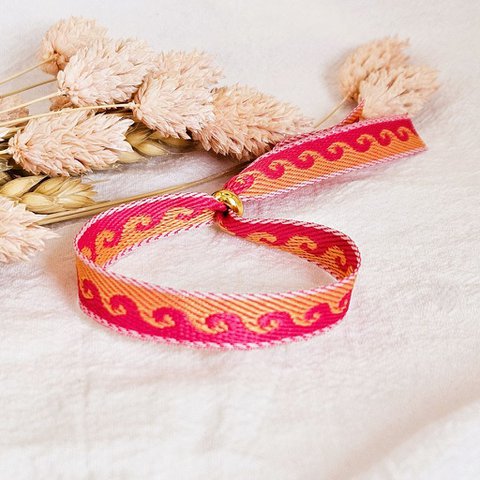 Lint armbandje waves roze/oranje