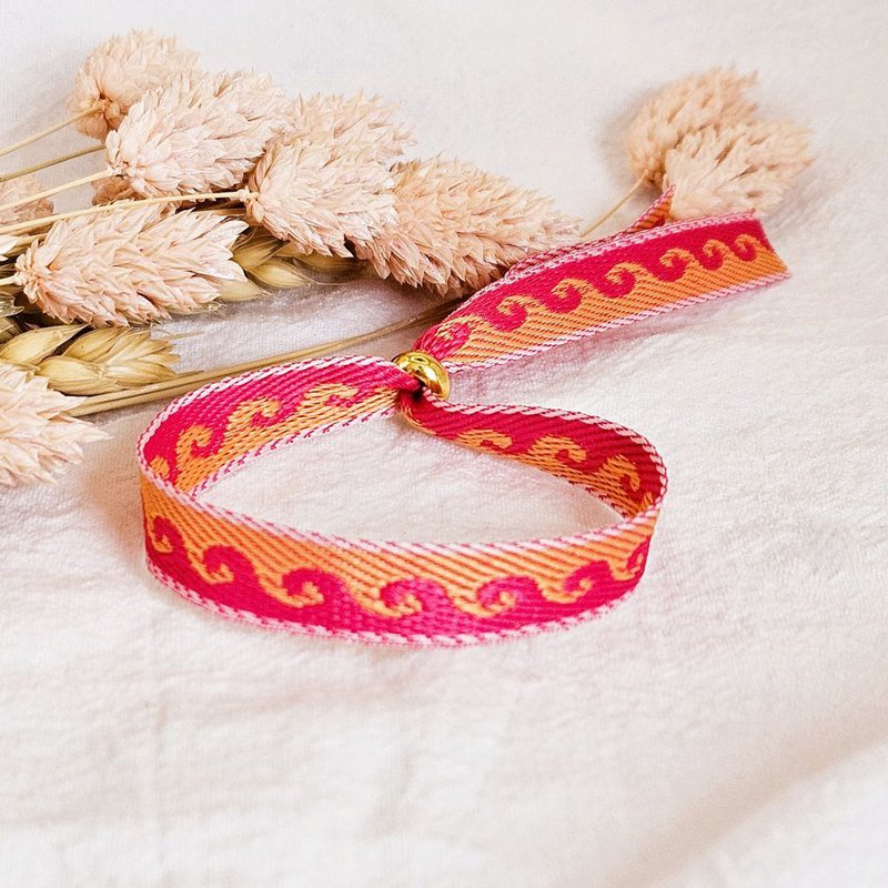 Bracciale a nastro onde rosa/arancione