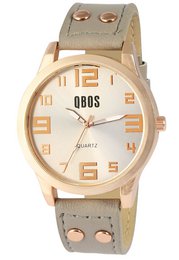 Zegarek unisex QBOS z paskiem z imitacji skóry
