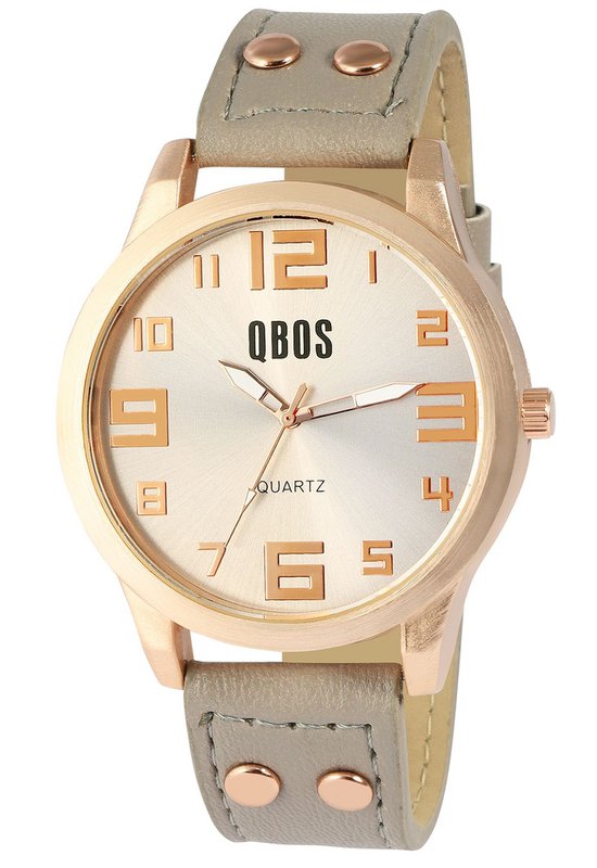 Zegarek unisex QBOS z paskiem z imitacji skóry
