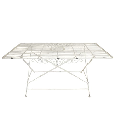 Antieke witte rechthoekige tafel 170 x 90 cm