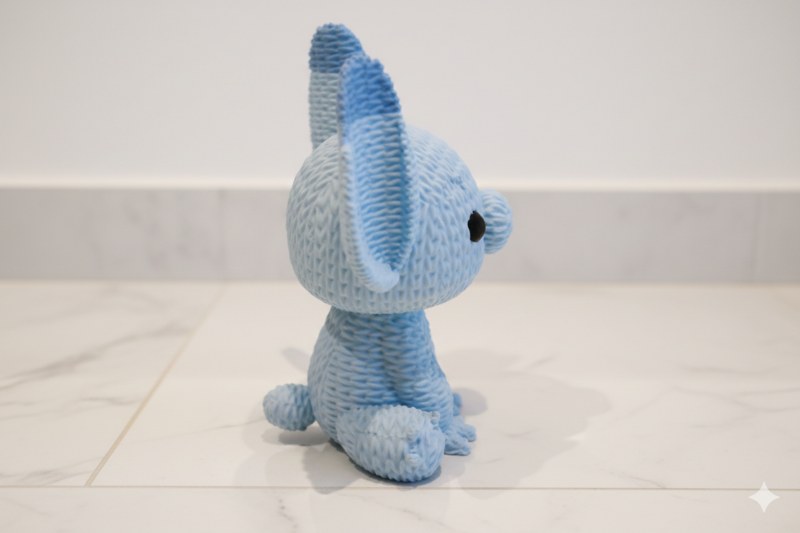 Eterna Wonder — Fantasy Creature Figur i strikket stil — Dekorativ miniskulptur — Lyseblå — 15 cm