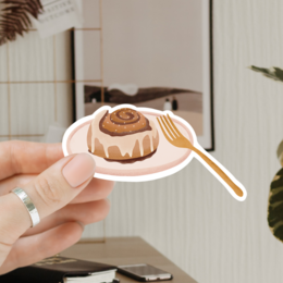 Sticker kaneelbroodje Zweden - vinylsticker Zweeds gebak