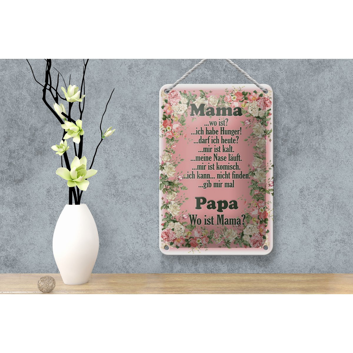 Blechschild Spruch 12x18cm Mama ich habe Hunger ist kalt Dekoration