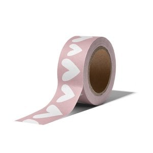 Washitape - 10m - per 9 - Ethnic hearts - pink/white