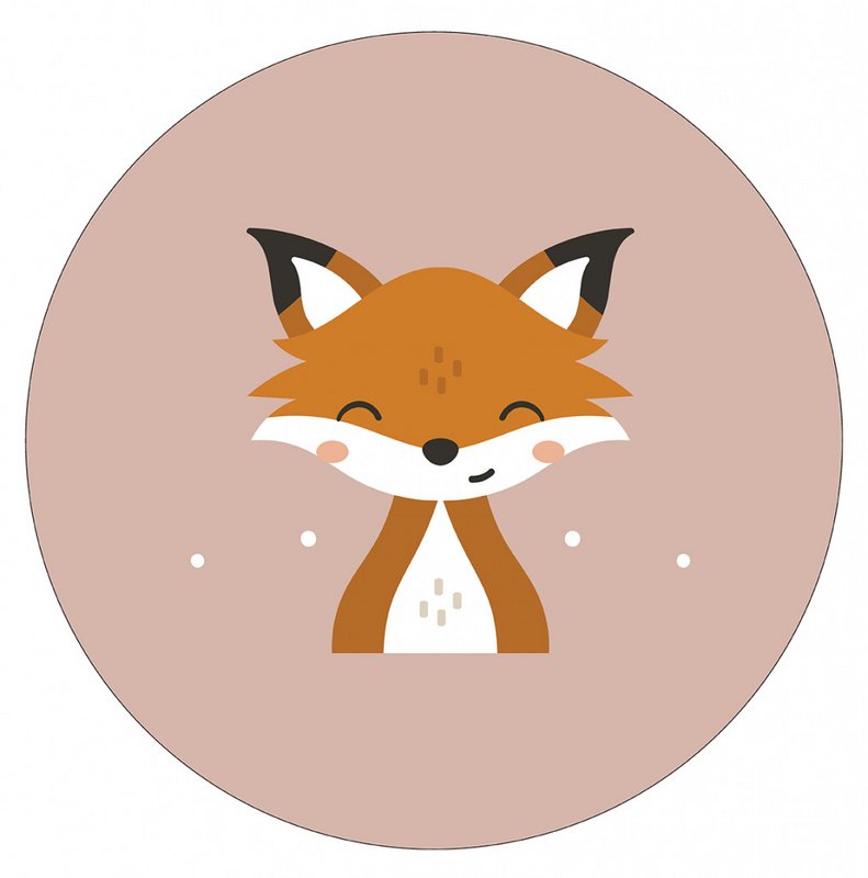 Cercle mural renard vieux rose