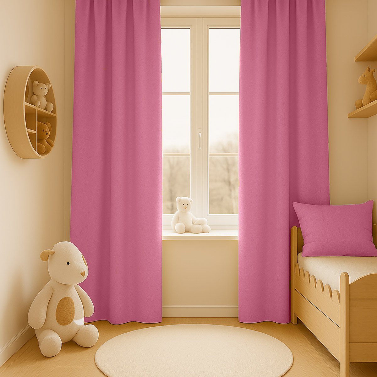 Cortinas de gasa de algodón orgánico rosa