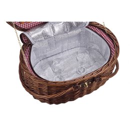 LAGUIOLE, Panier Pique-Nique Glacière pour 2 Personnes, Osier, Coton, Céramique, Métal et PVC, Repas Nomades, Plein Air, Camping, Randonnée, Marron