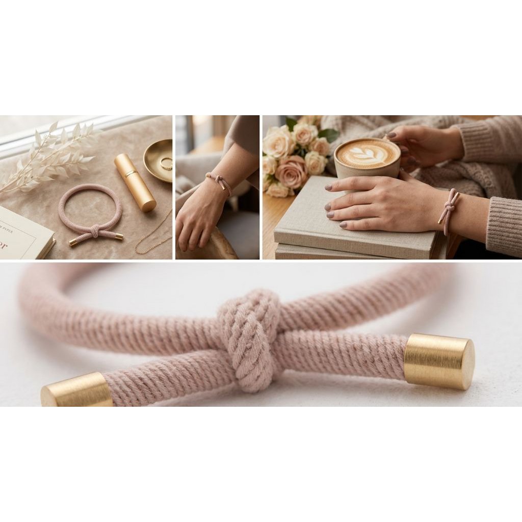 Pulsera Nudo Dorado Beige