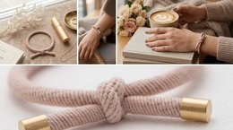 Pulsera Nudo Dorado Beige