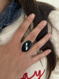 Silberring 20x30mm Onyx