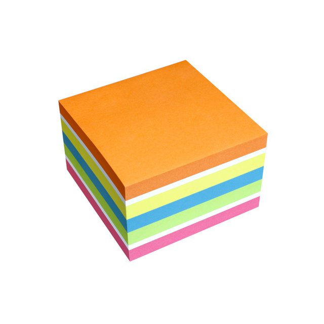 Info-Notizen 75x75mm Würfel 450 Blätter, 6 Farben mischen, FSC, Loch zum Aufhängen.