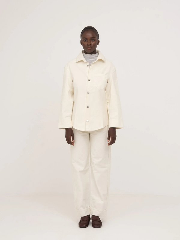Agenda Cream Fitted Denim Over Shirt