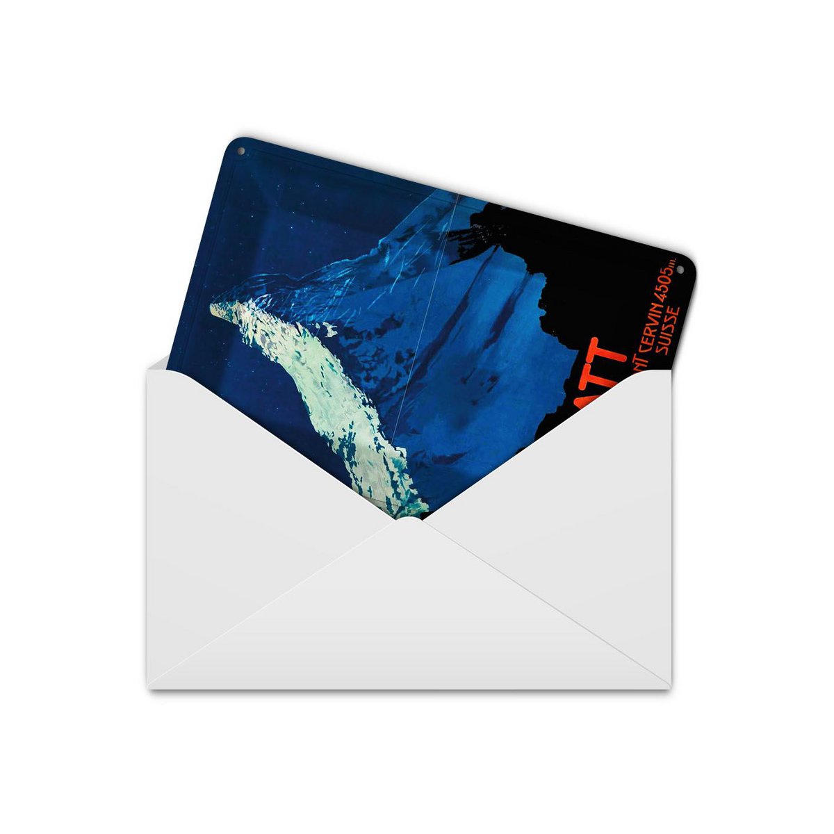 Postal de hojalata de viaje 10x14 cm Suiza Zermatt Matterhorn 4505 m cartel decorativo