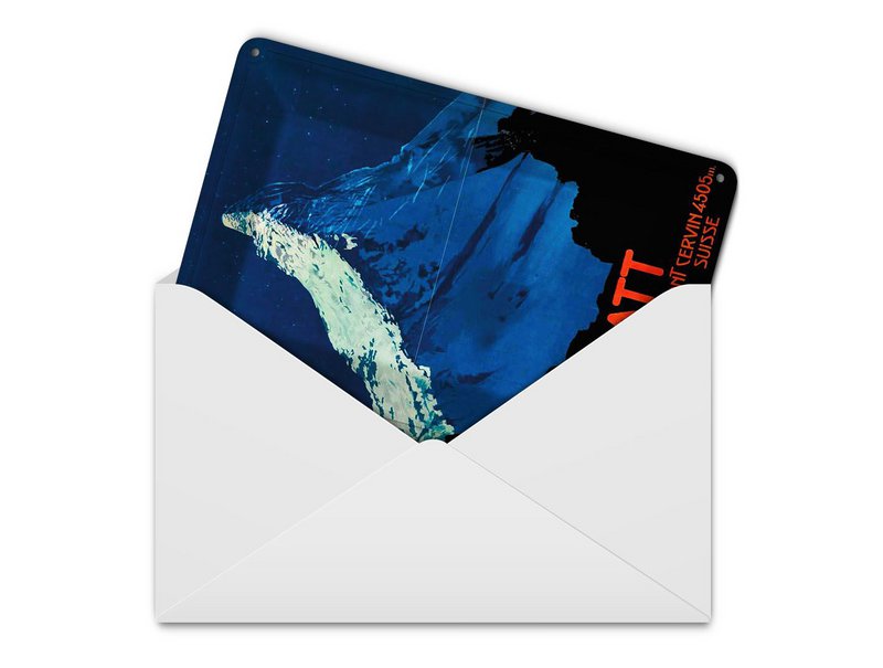 Blechpostkarte Reise 10x14 cm Schweiz Zermatt Matterhorn 4505 m Deko Schild