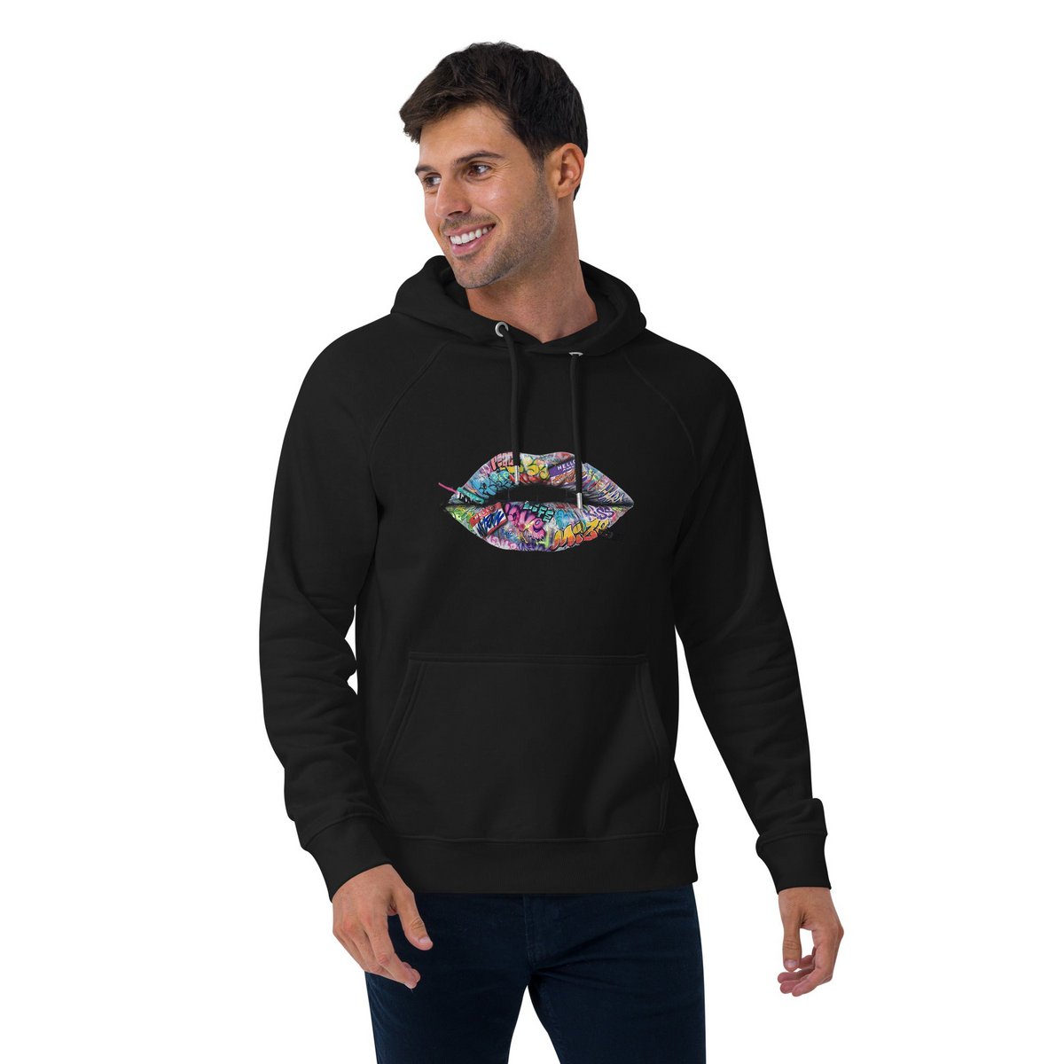 Lipstickjungle unisex økologisk raglan hættetrøje