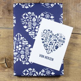 Maritime Postkarte "Von Herzen" aus Recyclingpapier