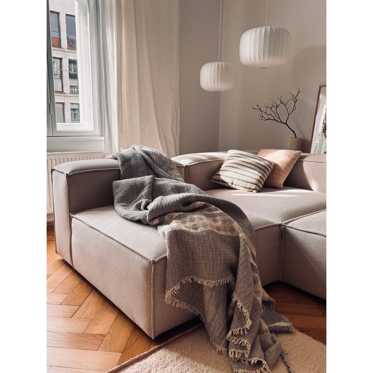 Muslin blanket - light gray-white - 2.20 x 2.50 m MESSE