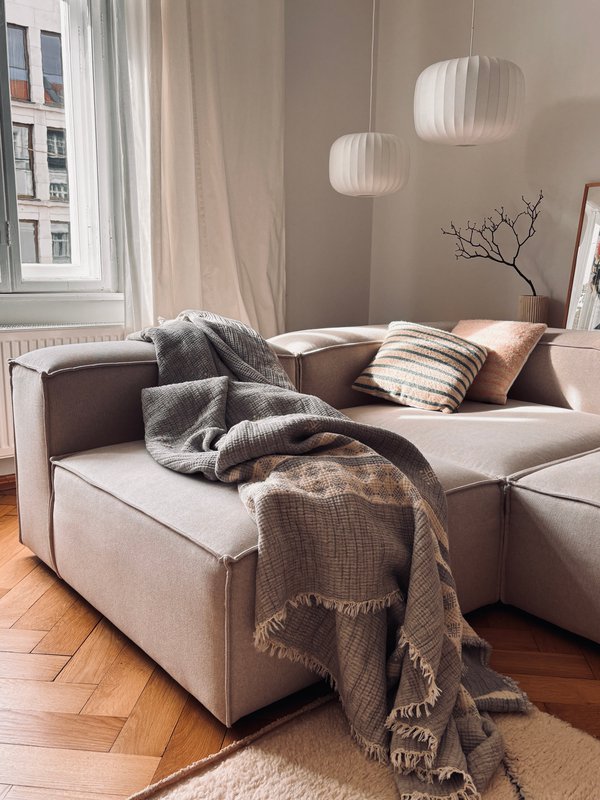 Muslin blanket - light gray-white - 2.20 x 2.50 m MESSE