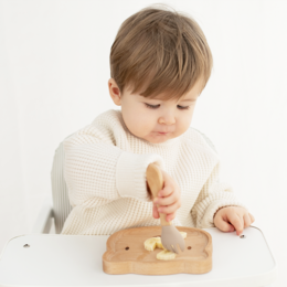 Children's board bear with fork beige