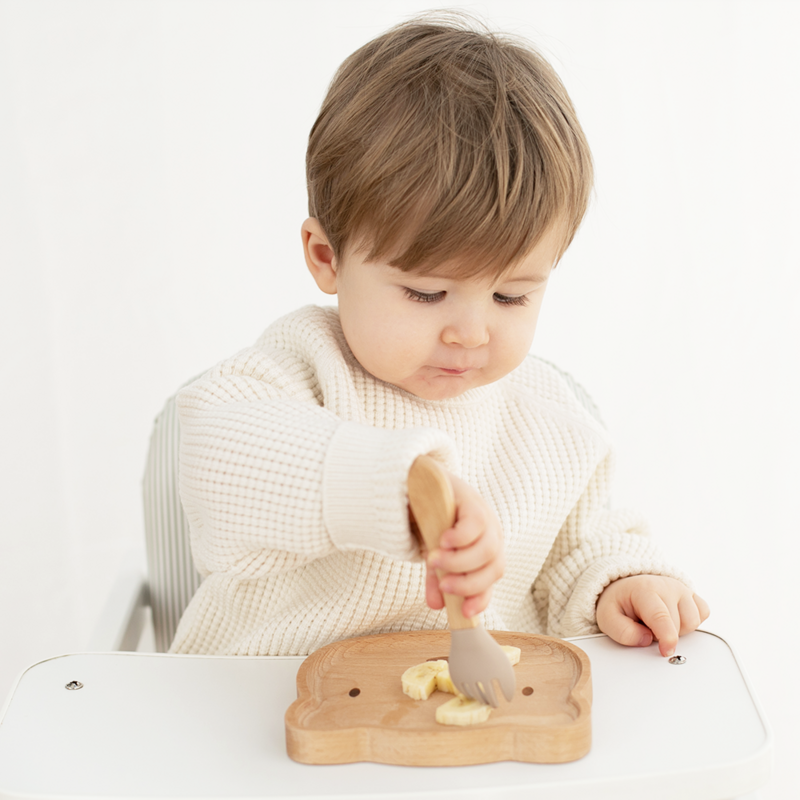 Children's board bear with fork beige