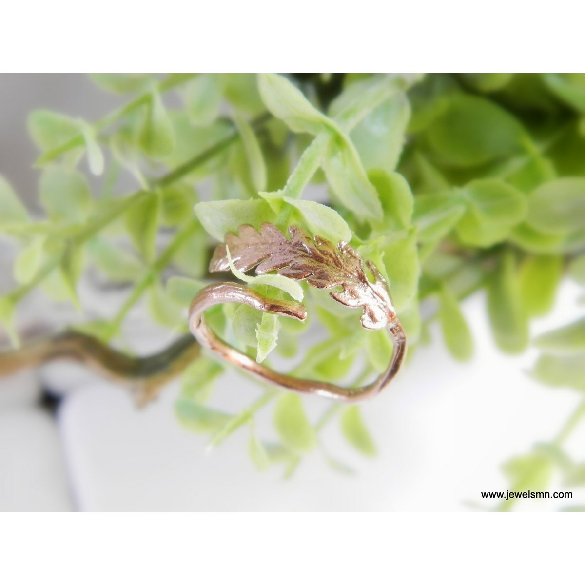 Anello di felce d'oro, gioielli in argento sterling placcato oro rosa, foglia di felce d'oro, regalo per lei, regalo di compleanno per le donne, gioielli fatti a mano
