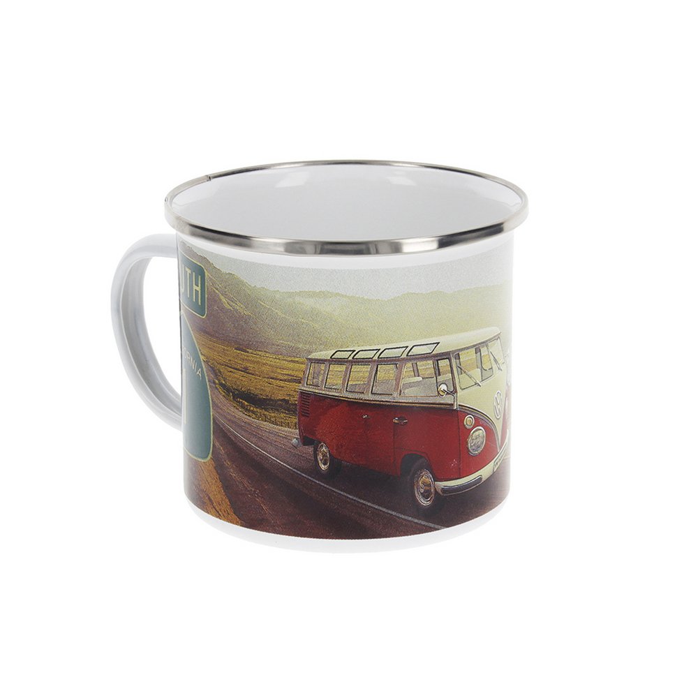 Volkswagen VW T1 Bus Emaille Mok 500ml in Geschenkdoos - Snelweg/Veelkleurig