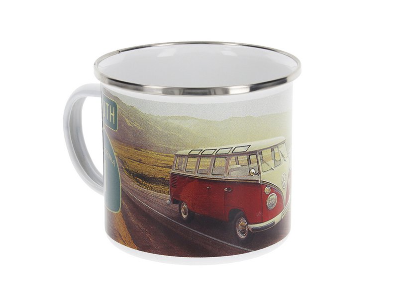 Volkswagen VW T1 Bus - Tazza smaltata da 500 ml in confezione regalo, autostrada/multicolore