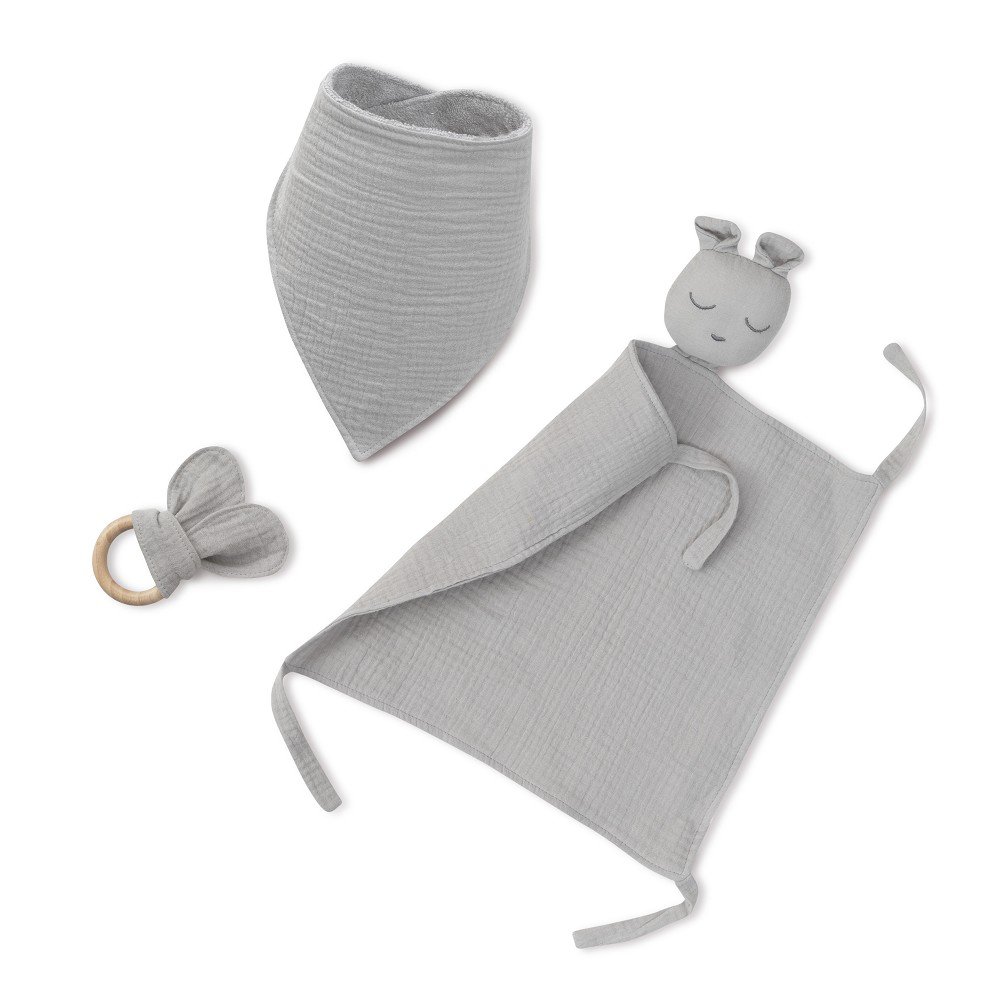 ENSEMBLE DOUDOU + BANDANA + ANNEAU DE DENTITION - MOD. OSO - GRIS ESSENCE
