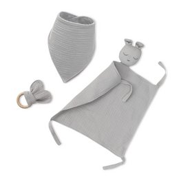 ENSEMBLE DOUDOU + BANDANA + ANNEAU DE DENTITION - MOD. OSO - GRIS ESSENCE