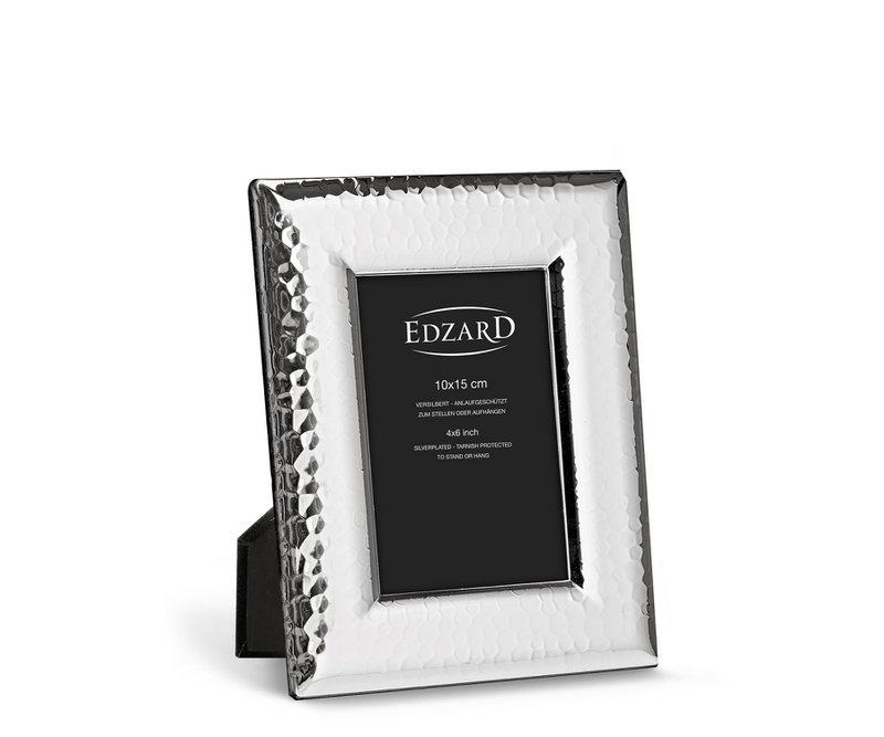 EDZARD Positano fotoramme, hamret, til foto 10 x 15 cm, forsølvet, anløbssikker, 2 bøjler