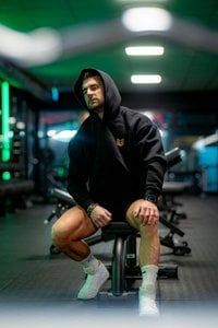 Herren Hoodie Hoody Kapuzenpullover Sweatjacke hoher Kragen Bauchtasche