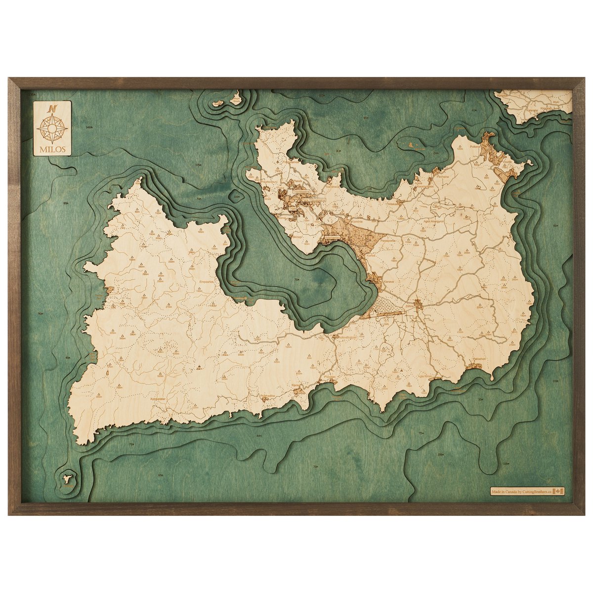 MILOS - Mappa 3D da parete in legno - versione L