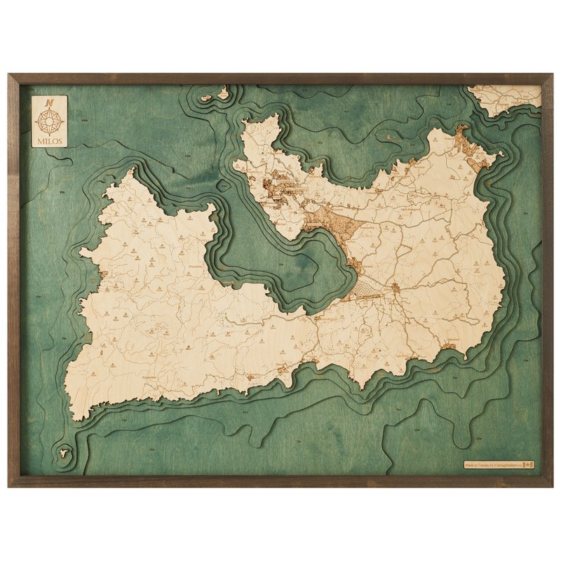 MILOS - Mappa 3D da parete in legno - versione L
