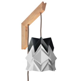 Drewniana lampa ścienna i małe zawieszenie Bicolor Origami z papieru