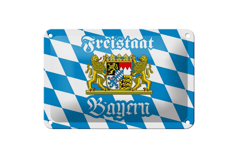 Tin sign Bavaria 18x12cm Free State of Bavaria coat of arms decoration