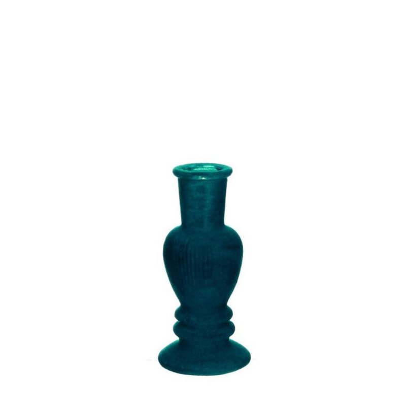 Venedig Kerzenvase Samtflocken H.16 Ø6 cm dunkelgrün