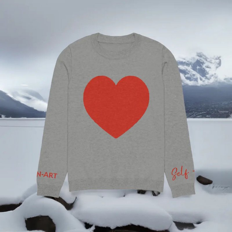Heart - Strikket sweater med rund hals GRÅ | strikket sweater med rund hals