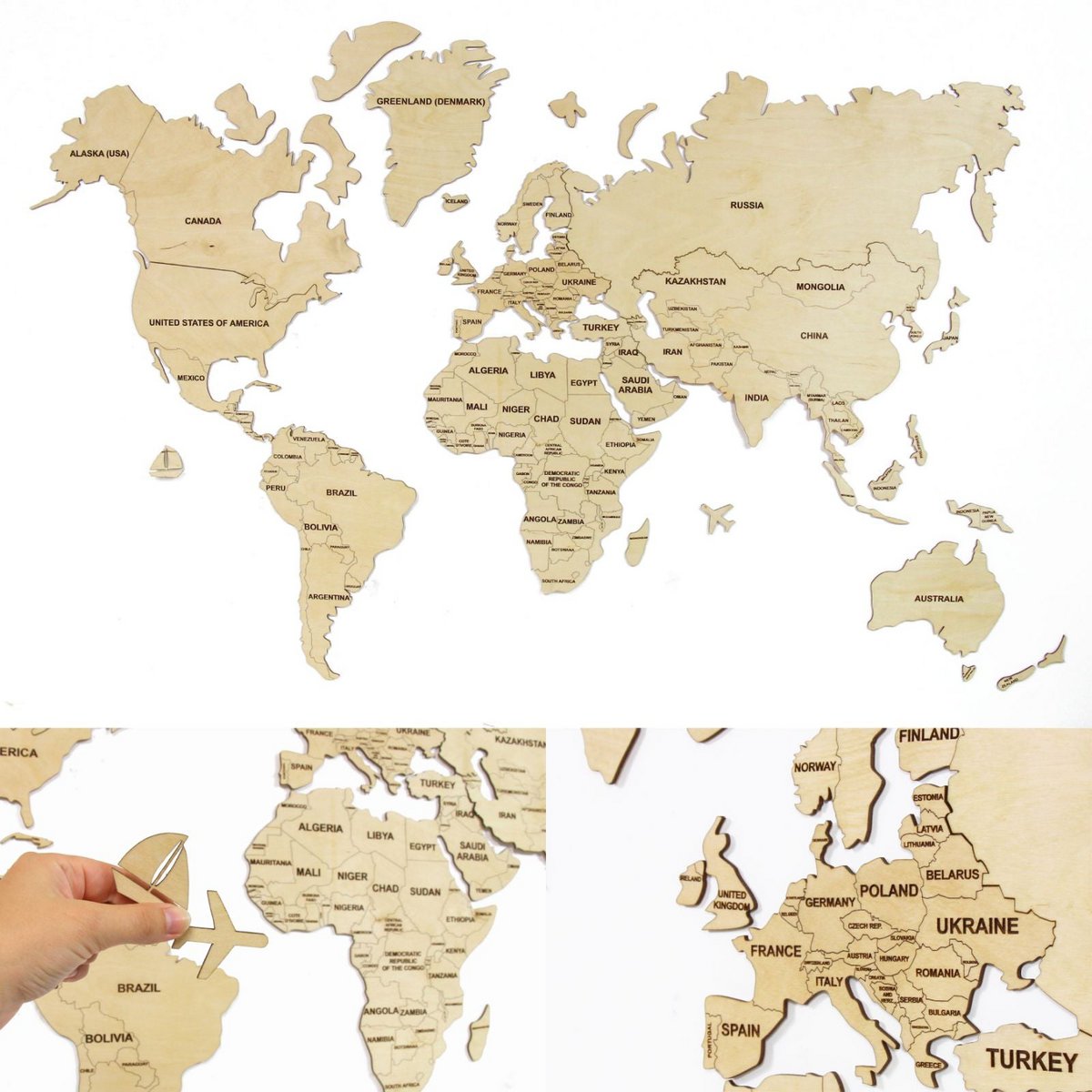 Mappa del mondo in legno, mappa del mondo in legno