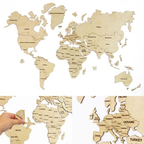 Wooden World Map, Wood Wall World Map