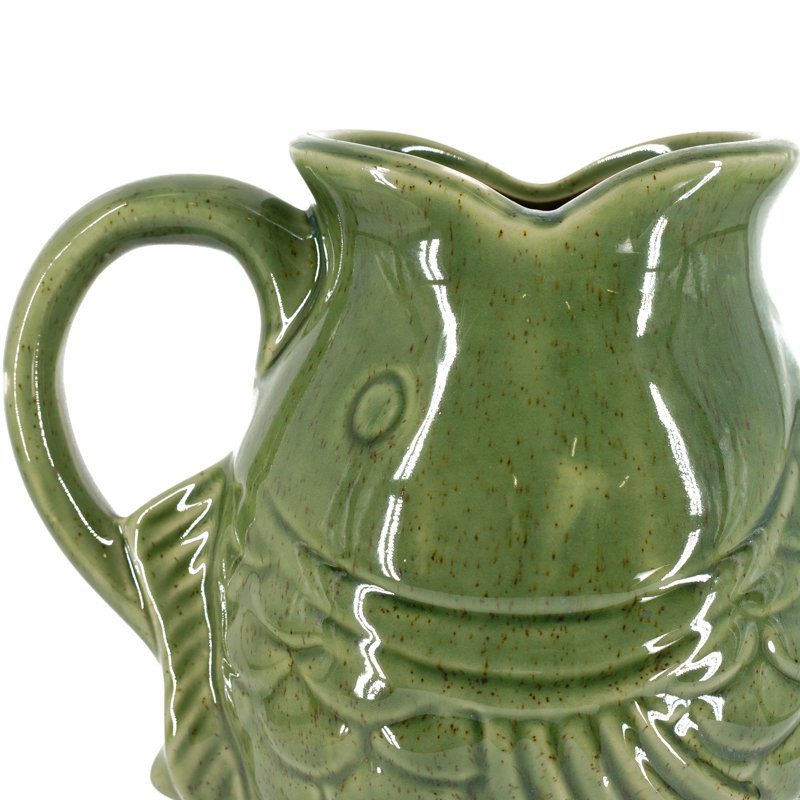 Earthenware vase with fish ear S green