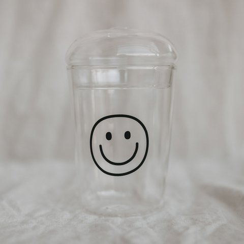 Drinking glass Smiley black (PU = 6 pieces)