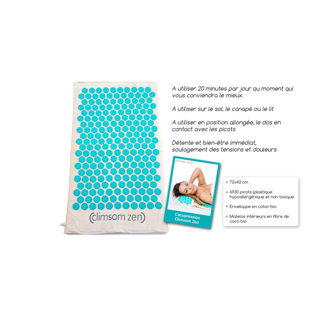 Acupressure mat, 100% organic textiles CLIMSOM Zen