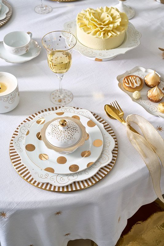 Plate Dot Delight White-Gold 23cm