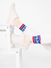 Organic socks Peace & Love - tennis socks with lettering and peace symbol