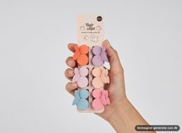 Pastellfarbene Haarklammern mit Blumen und Schleife, 6er-Set