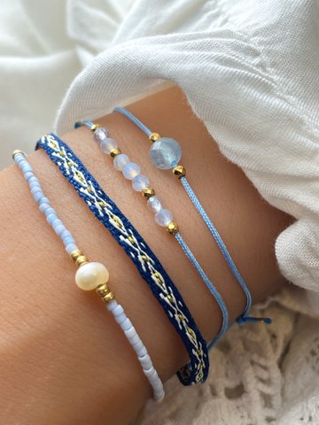 Armband Set Edelstein Aquamarin