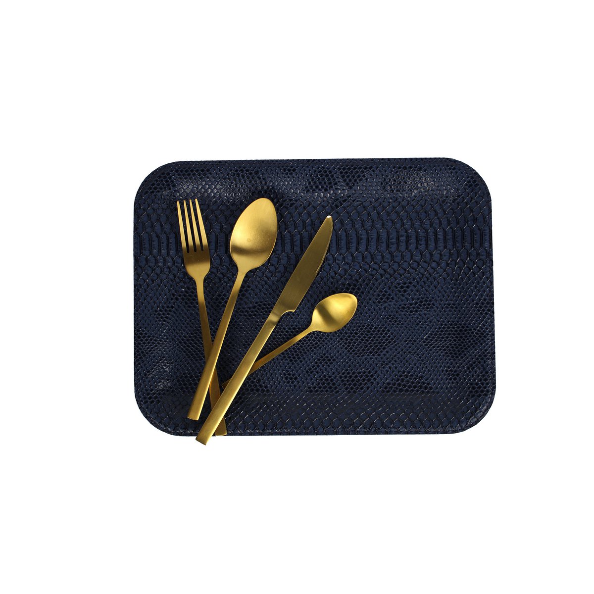 Dienblad plat klein kunstleer reptiel donkerblauw