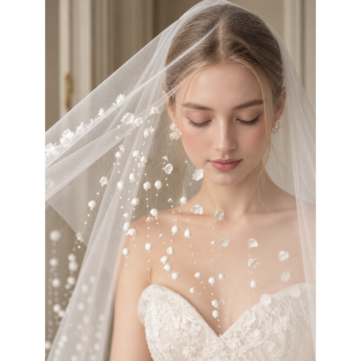 Cascading Lily of the Valley Pearl Brudeslør