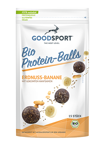 ORGANICZNE kulki proteinowe, banan orzechowy, kiełkujące nasiona konopi